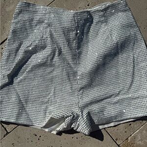 White High-Waist Sequin Shorts